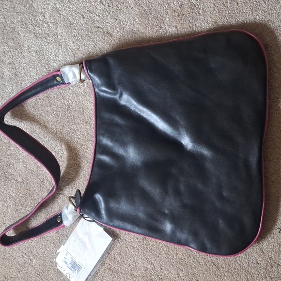 Scully Rock N' Roll Black and Pink Embroidered/Leather Shoulder Bag - Picture 3 of 8